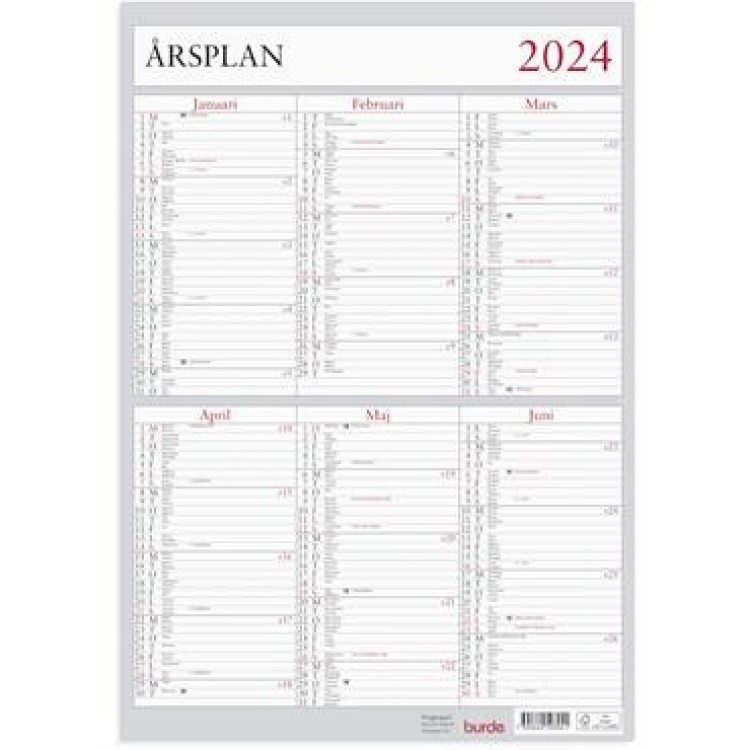 Väggkalender Årsplan