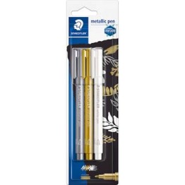 Fiberpenna Staedtler 8323 Guld/Silver/Vit 3st/fp