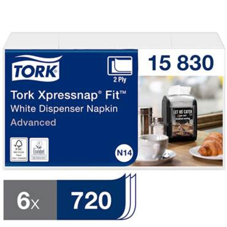 Servett Tork till Dispenser N14 Expressnap Fit Vit 6x720st