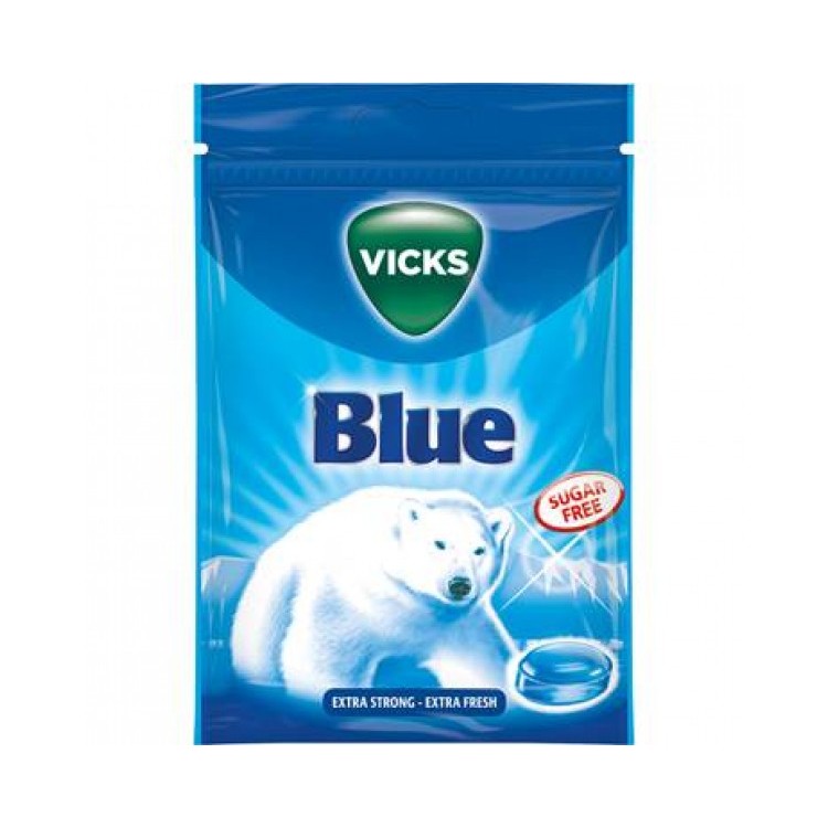 Halstasblett Vicks Blue ExtraStrong SugarFree 72g 20/fp