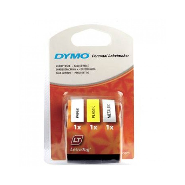 Märkband Dymo LetraTag 12mmx4m 3-pack