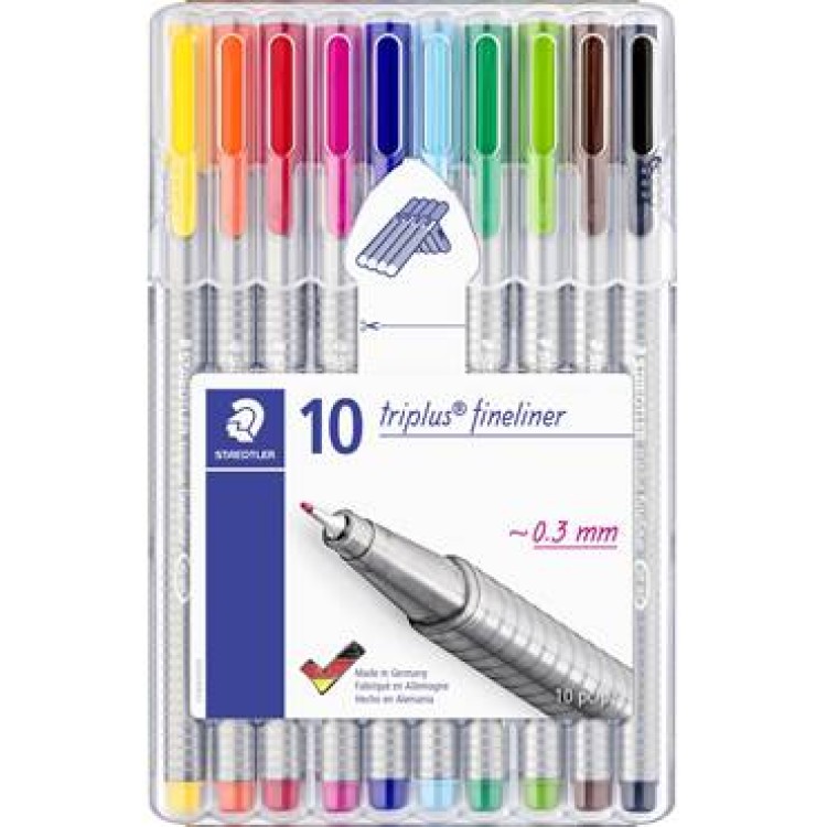 Fiberpenna Staedtler Trekantiga Finliner ±0,3mm 10st/fp