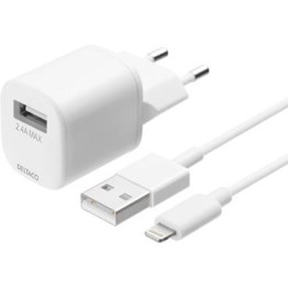 Väggladdare Deltaco USB-A Lightning Kabel 1M