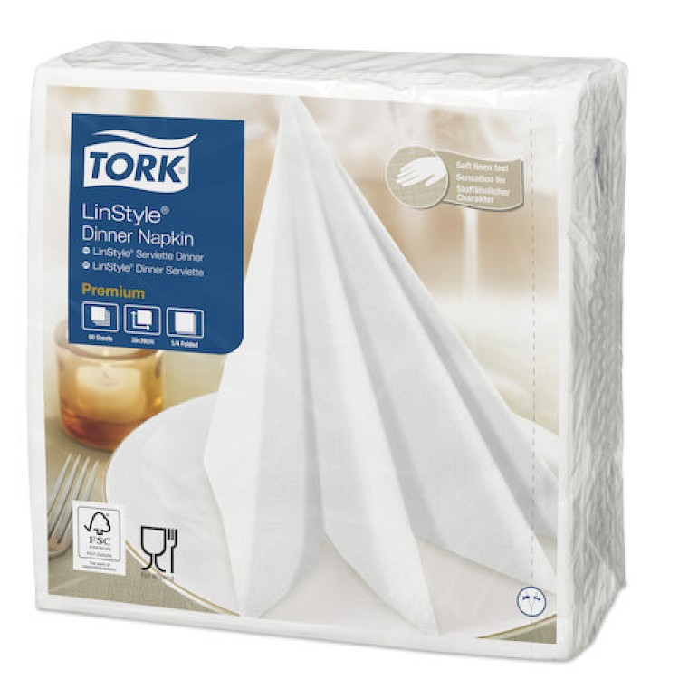 Servetter Tork Linstyle vit 39x39cm 50st/fp