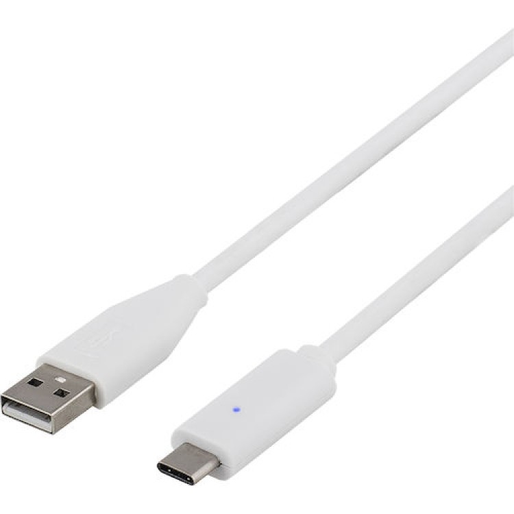USB-C - A 2.0 Kabel Deltaco Vit 1m