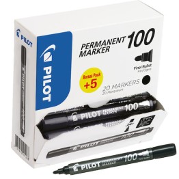 Märkpenna Pilot 100 Rund Svart 20st/fp