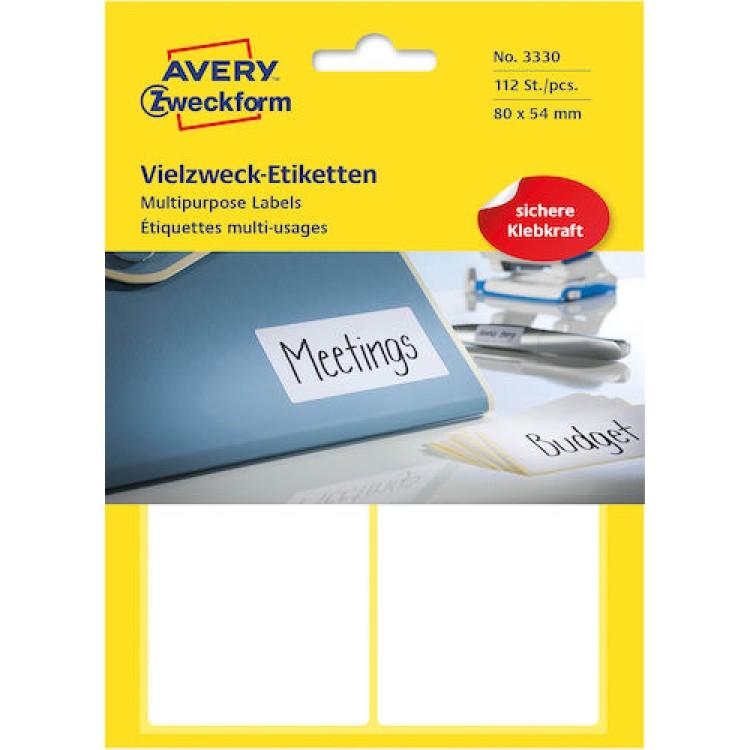 Märketikett 54x80mm Vit 112st/fp Märketikett 54x80mm Vit 112st/fp