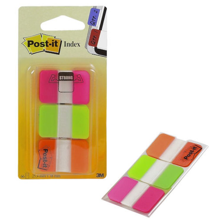 Märkflikar Post-it Index 25x38mm Strong 3x22st/fp