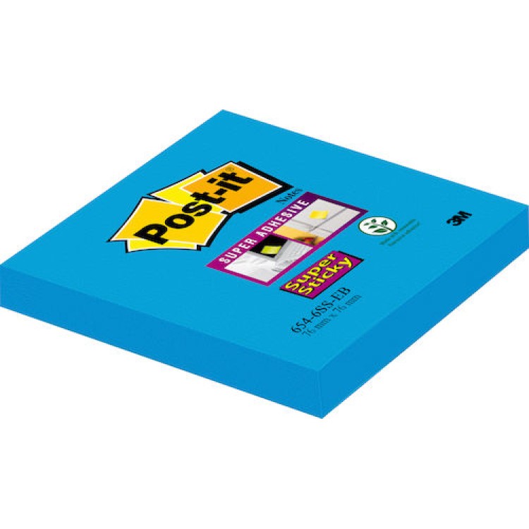 Post-it Notes Super Sticky Blå 76x76mm 6st/fp