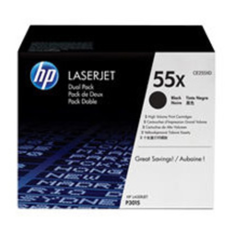 Toner HP 55X CE255XD Svart 2st/fpk