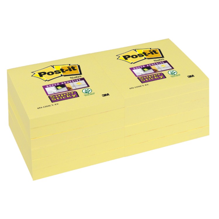 Post-it Notes Super Sticky Gul 76x76mm 12st/fp