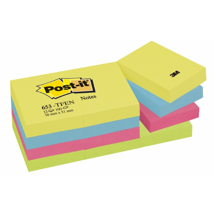 Post-it Notes Energy Rainbow 38x51mm 12st/fp