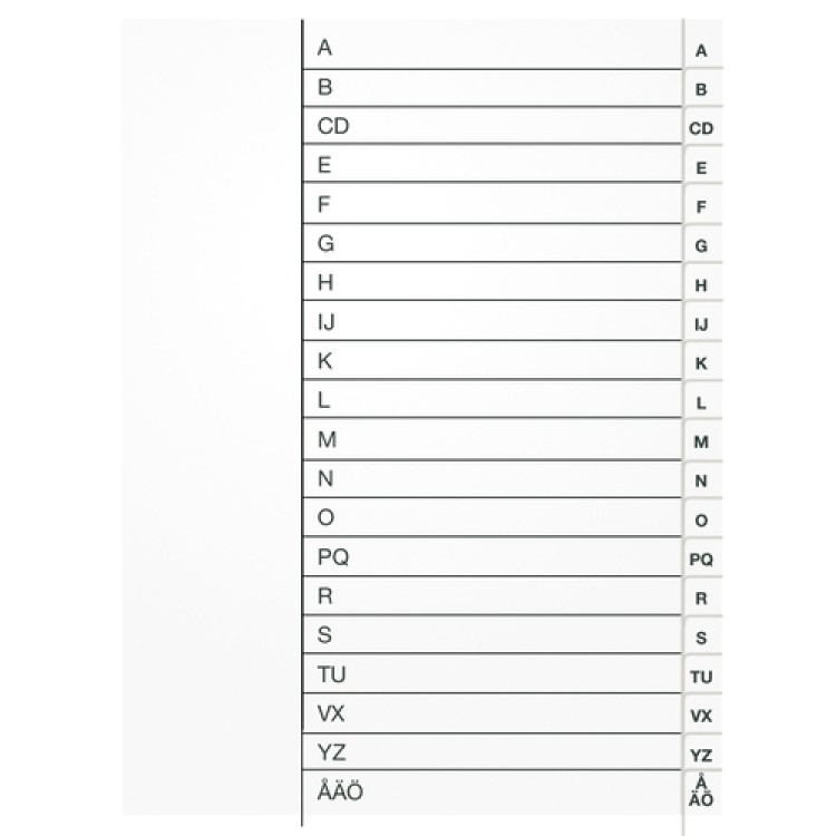 Plastregister Vit A4 A-Ö