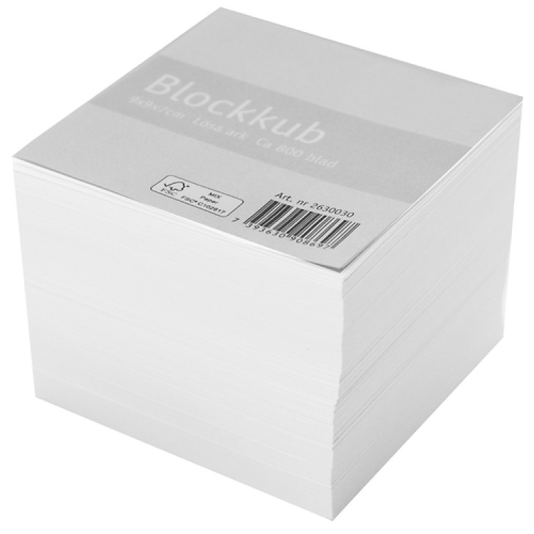 Blockkub 90x90x70mm Vit