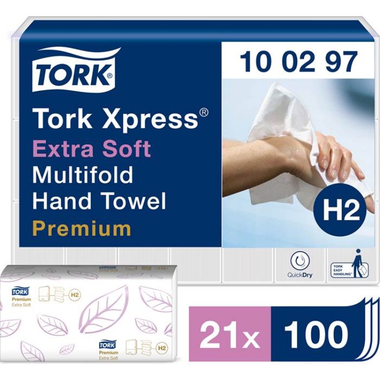 Pappershandduk Tork H2 Multifold Premium 2100ark/fp