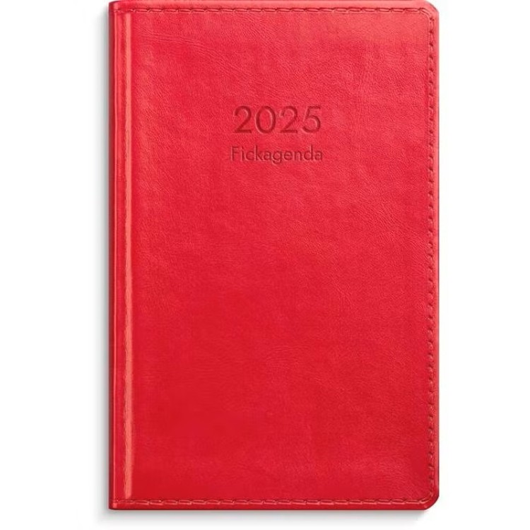 Kalender Fickagenda 2025 rött konstläder