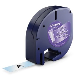 Märkband Dymo LetraTag 12mm Plast, Svart på Transparent