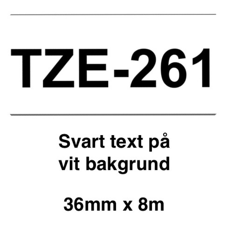 Märkband Brother TZe261 36mm Svart/Vit