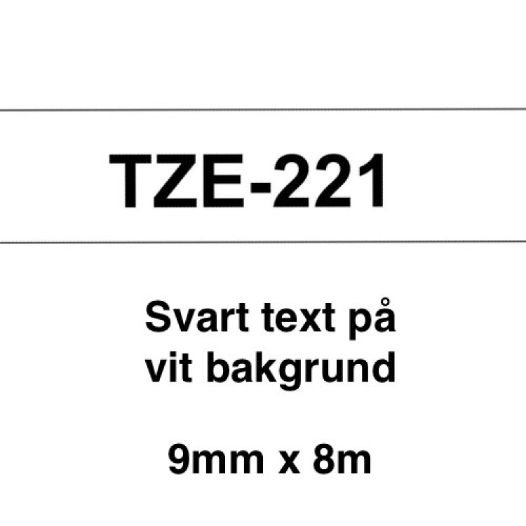 Märkband Brother TZe221 9mm Svart/Vit