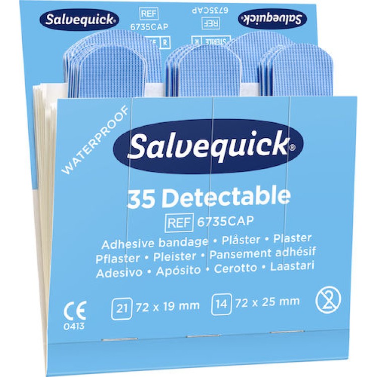 Plåster Salvequick Blue Detectable 6x35st/fp