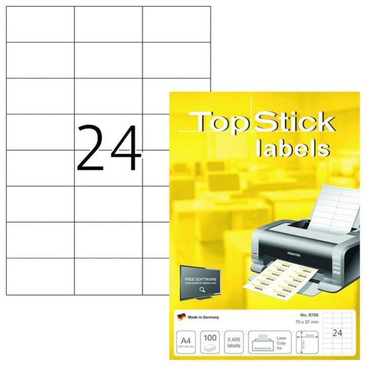 Etikett Topstick labels 70x37mm 2400st/fpk