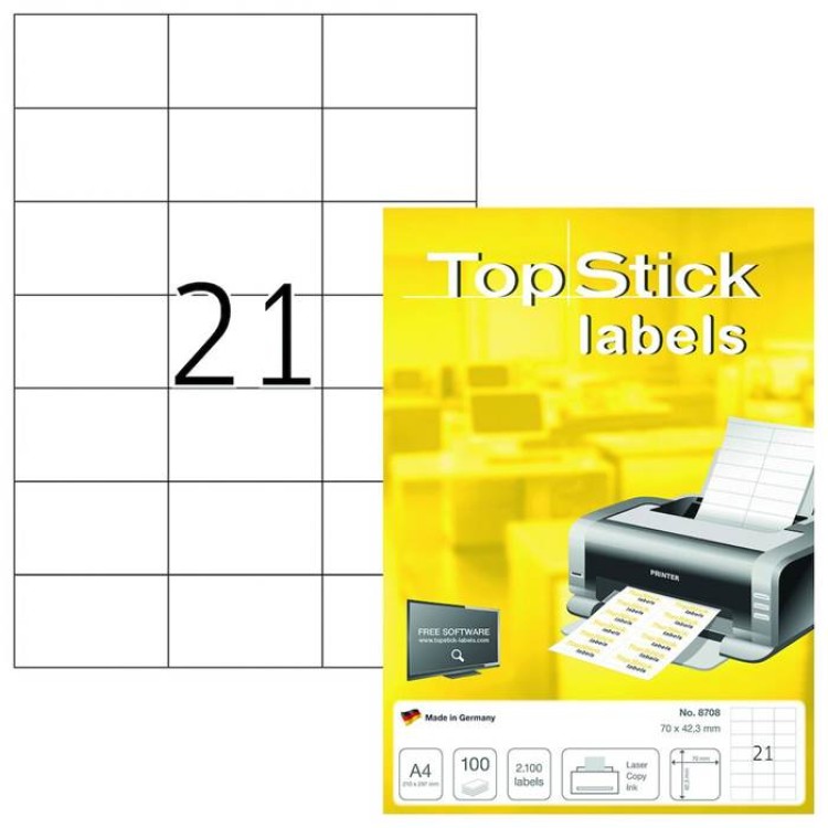 Etikett Topstick labels 70x42,3mm 2100st/fpk