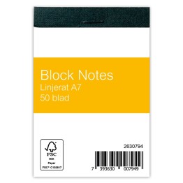 Block Notes A7 Linjerat 50/Blad 10st/fp