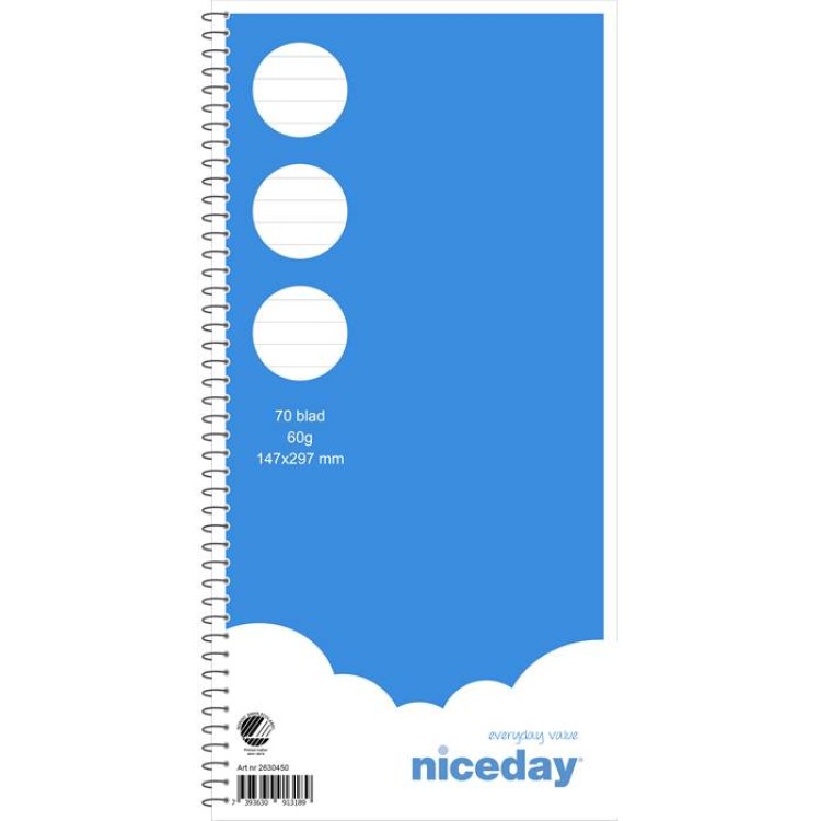 Spiralkladd Niceday 140x295mm Linjerat 5st/fp