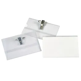 Namnskylt 91x57 mm klämma och nål 50-pack