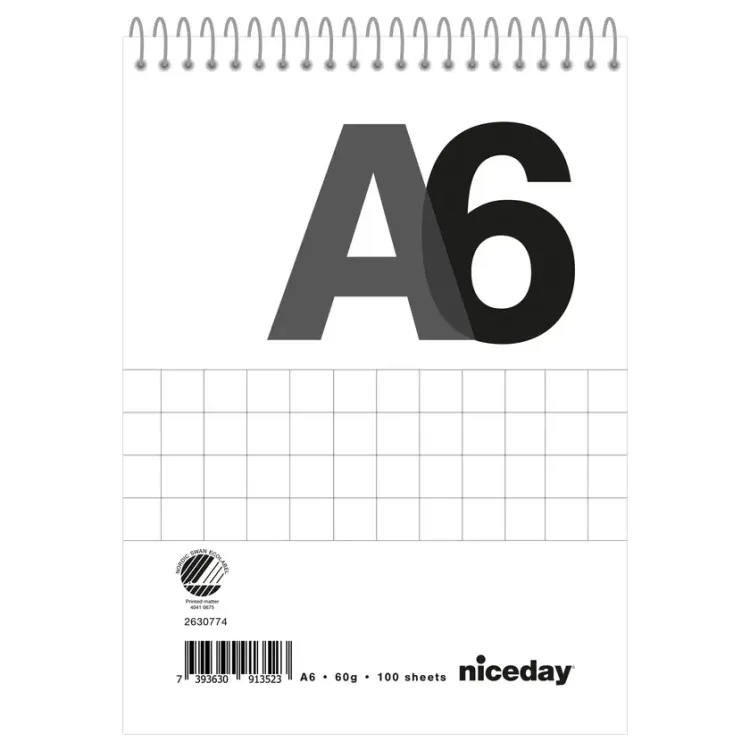 Spiralblock Niceday rutat A6 5st/fp