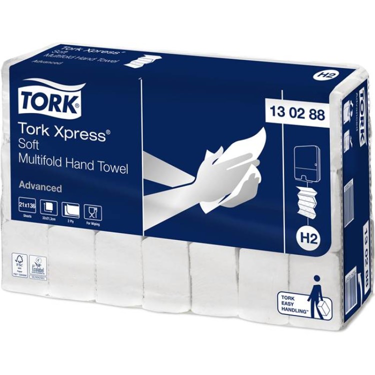 Pappershandduk Tork Xpress H2 Advanced Mjuk 2856ark/fp